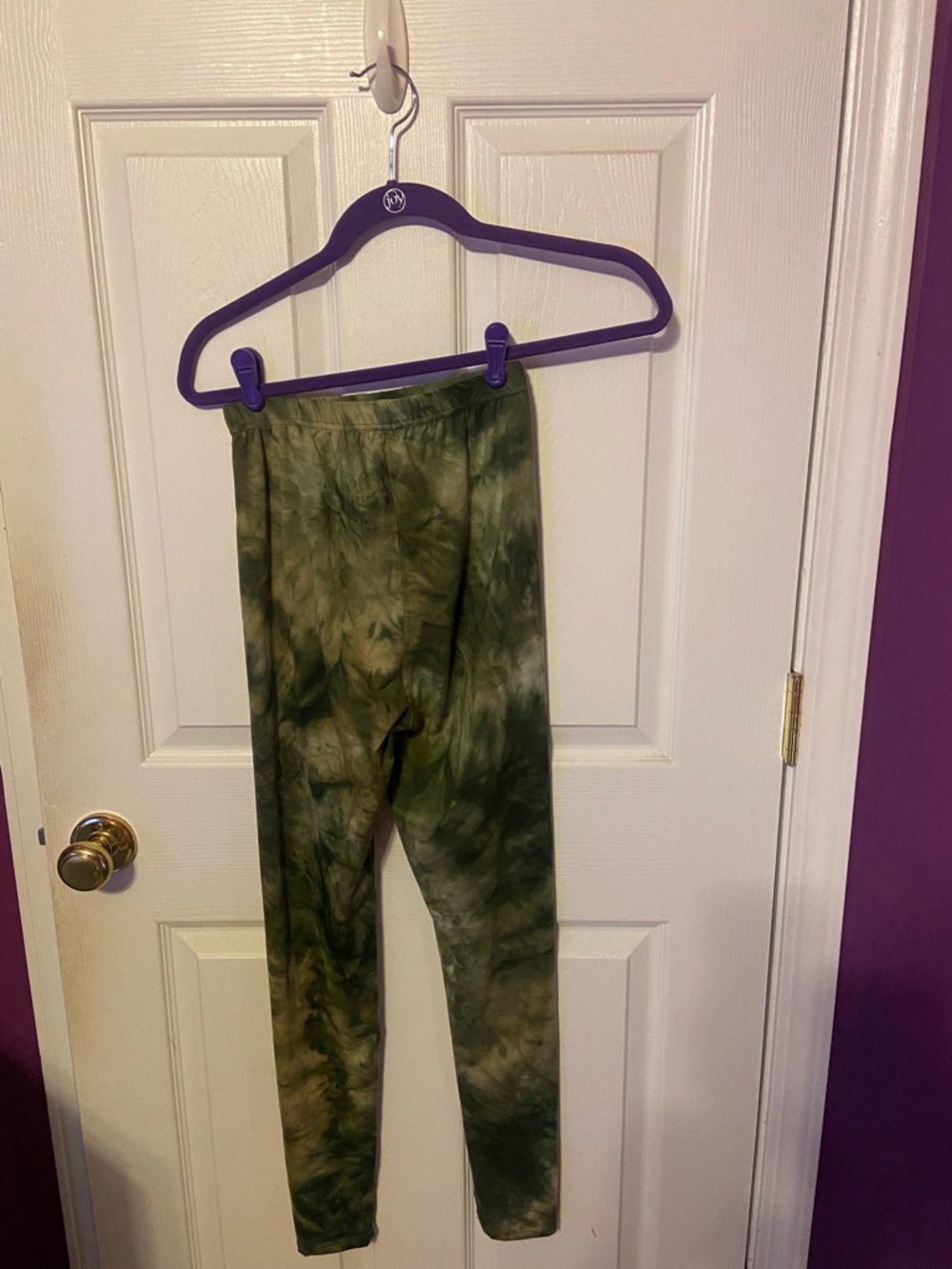 Kids Olive Green Tie-Dye Leggings